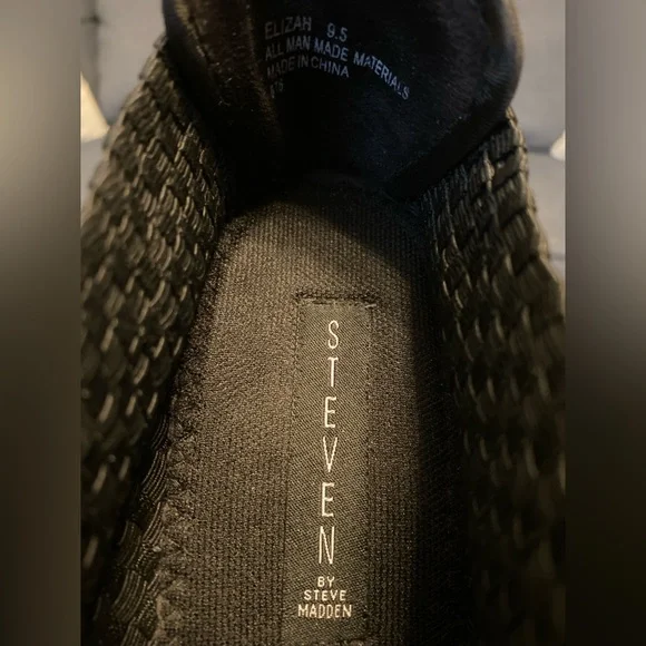 STEVEN by Steve Madden Elizah Black Woven Platform Round Toe Pumps Women's 9.5 - Picture 6 of 7